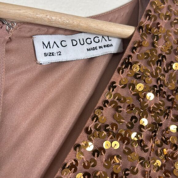 Mac Duggal style 94016 3D hanging disco Sequin copper Evening party Dress SZ 12 - Picture 7 of 12